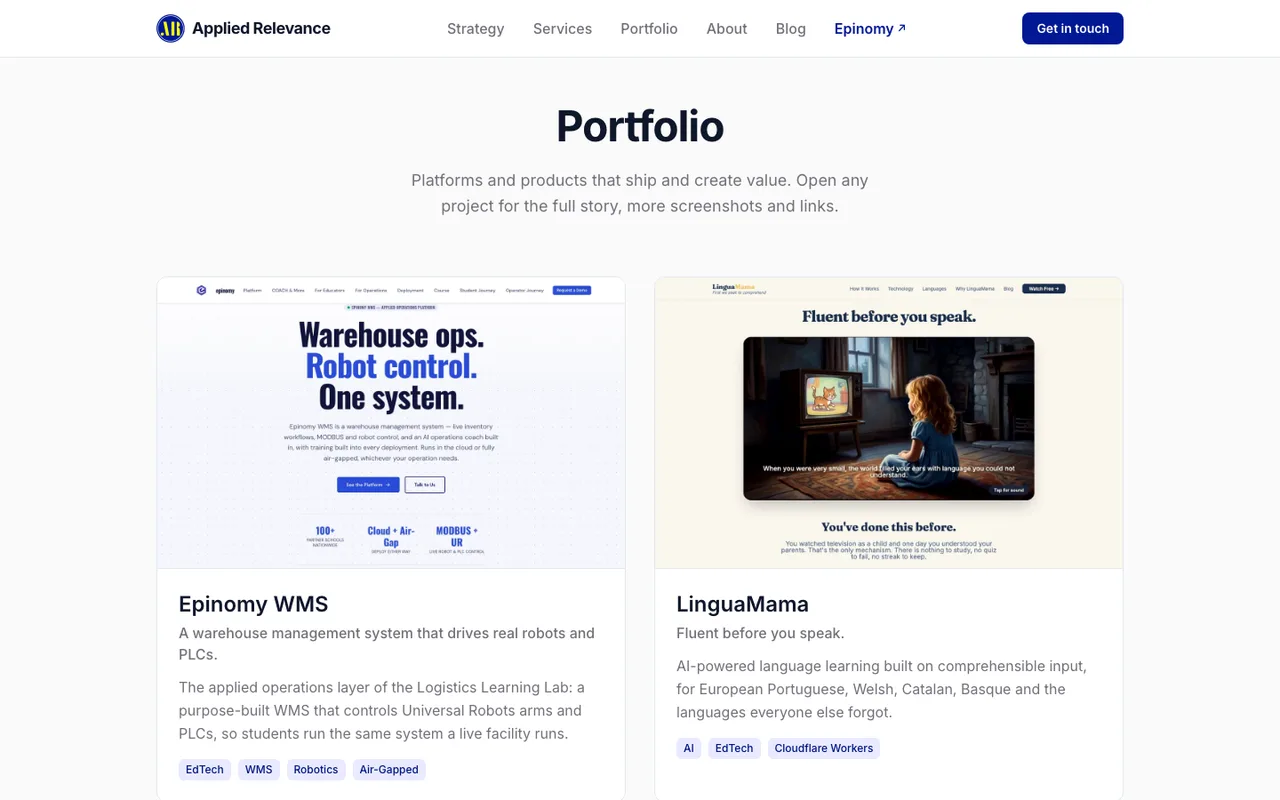 The Applied Relevance portfolio index