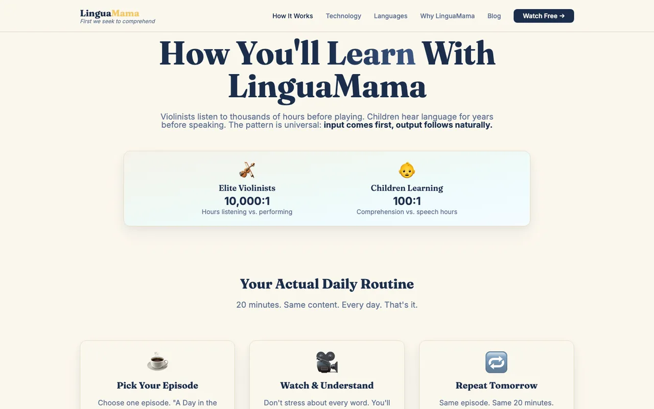 LinguaMama how-it-works page